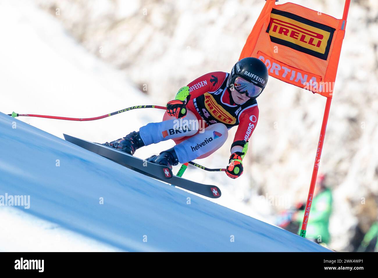 Cortina d’Ampezzo, Italien 28. Januar 2024. KOLLY Noemie (Sui) beim Audi FIS Ski World Cup Frauen Super-G Rennen auf der Olympiakurve Stockfoto