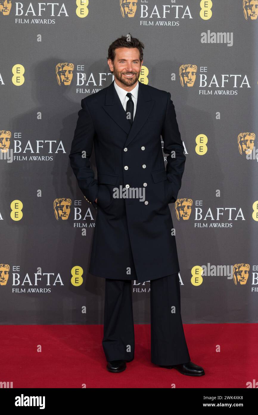 London, Großbritannien. Februar 2024. LONDON, VEREINIGTES KÖNIGREICH - 18. FEBRUAR 2024: Bradley Cooper nimmt am 18. Februar 2024 an der EE BAFTA Film Awards Zeremonie in der Royal Festival Hall in London Teil. (Foto: Wiktor Szymanowicz/NurPhoto) Credit: NurPhoto SRL/Alamy Live News Stockfoto