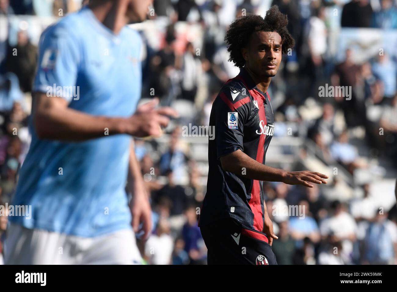 Rom, Italien. Februar 2024. Joshua Zirkzee vom FC Bologna während des Fußballspiels der Serie A zwischen SS Lazio und Bologna Football Club 1909 im Olimpico-Stadion in Rom (Italien) am 18. Februar 2024. Quelle: Insidefoto di andrea staccioli/Alamy Live News Stockfoto