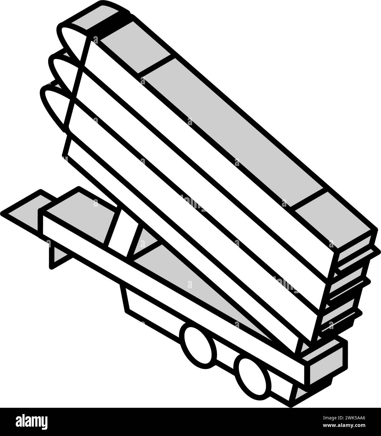Raketen Transport Anhänger Isometrisches Symbol Vektorillustration Stock Vektor