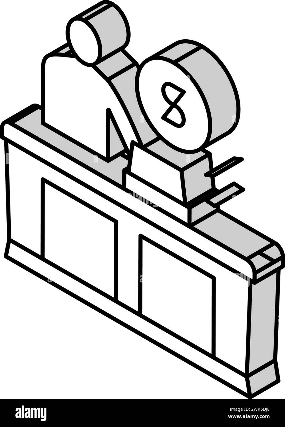 Kassierer Verkäufer an der Theke isometrische Icon Vektor Illustration Stock Vektor