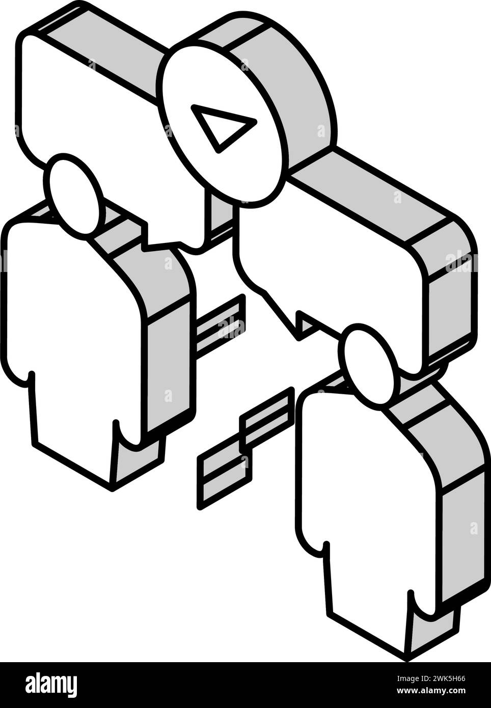 Isometrische Symbolvektorgrafik der Soft-Skill-Kommunikation zwischen den Blättern Stock Vektor