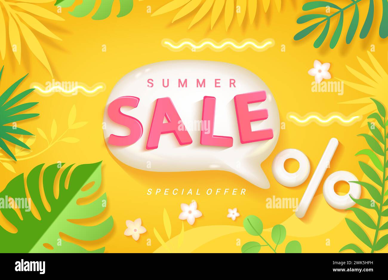 Sommer-Sale-Banner mit 3D-Sprechblase Stock Vektor