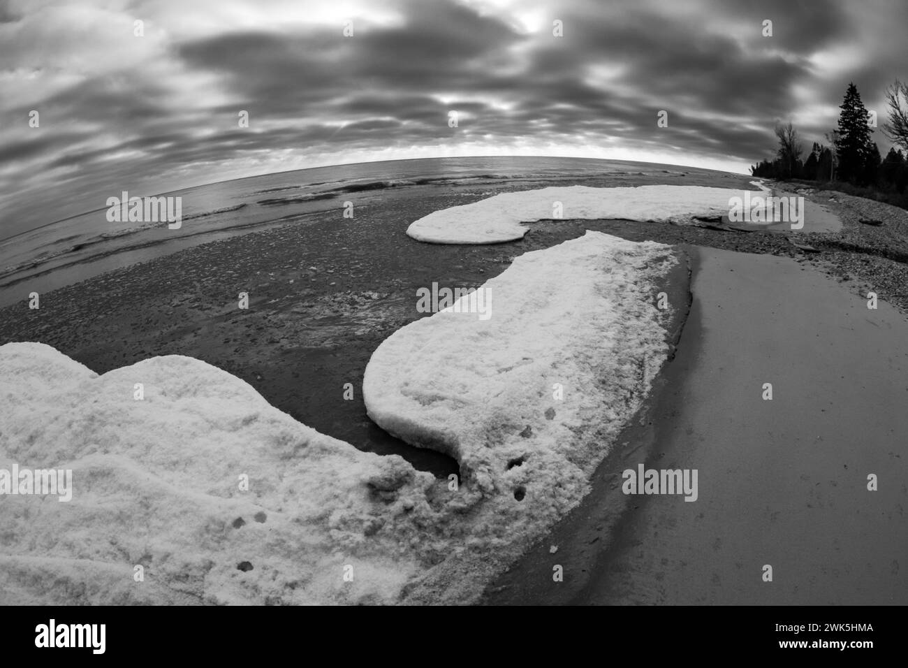 Diese Schwarzweiß-Bilder zeigen die Door County Peninsula im Nordosten von Wisconsin. Diese werden oft als Cape Cod der bezeichnet Stockfoto