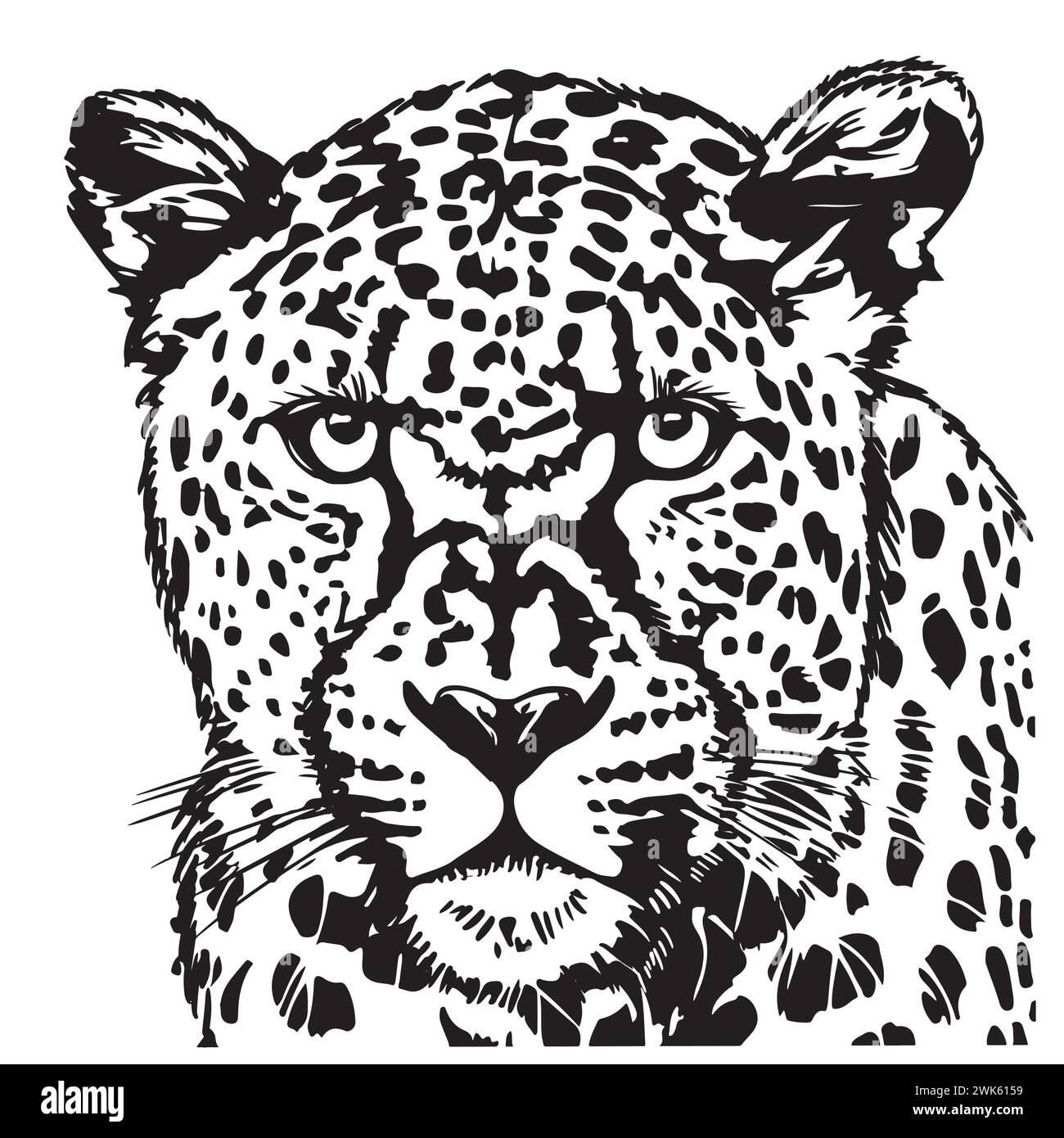 Porträt von Leopard, handgezeichnete Illustration, Vektor Stock Vektor
