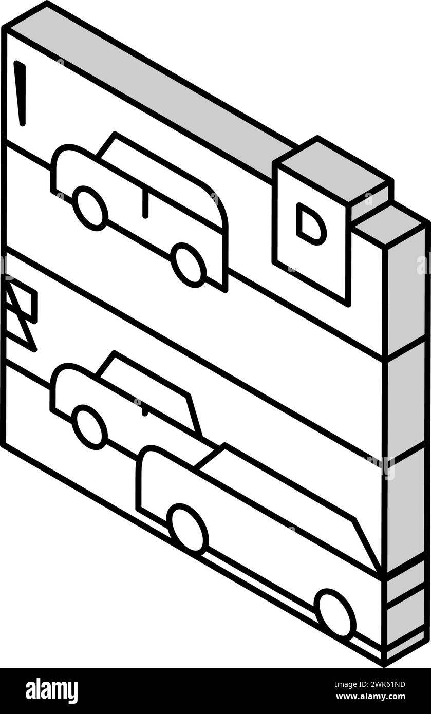Mehrstöckige Isometrie Vektorillustration für Parken Stock Vektor
