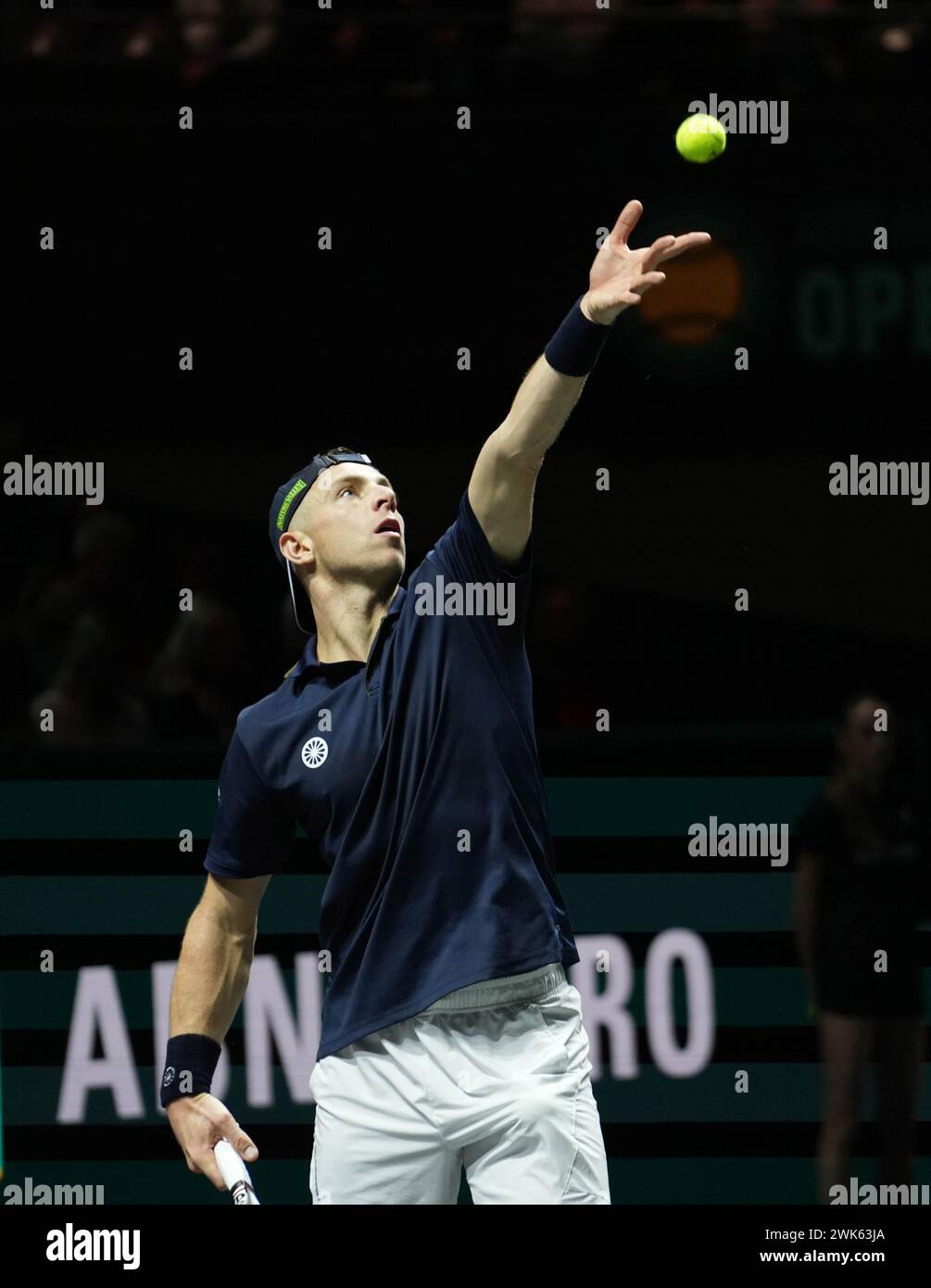 Tallon Griekspoor aus den Niederlanden gegen Jannik Sinner aus Italien, Halbfinale bei den ABN Amro Open 2024, ATP 500 Tennis Turnier am 17. Februar 2024 in Rotterdam, Niederlande Stockfoto