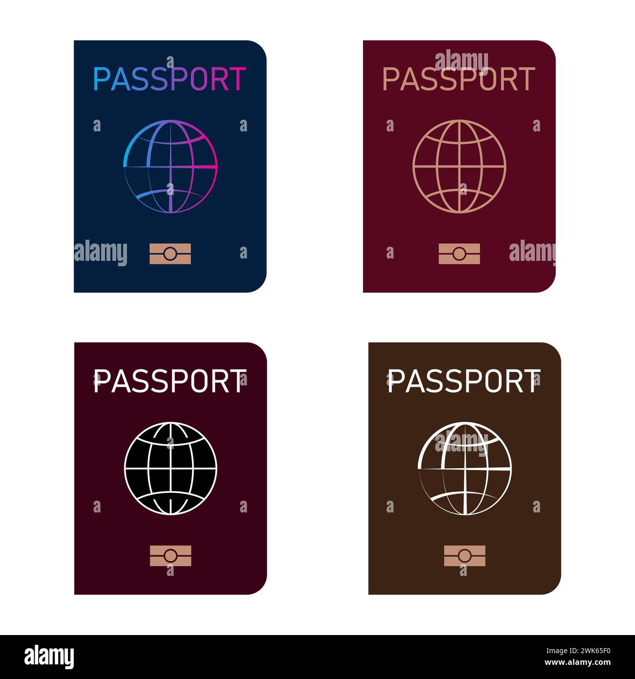 Internationaler Reisepass. Reisedokument. Vektor der Welteinwanderung. Stock Vektor