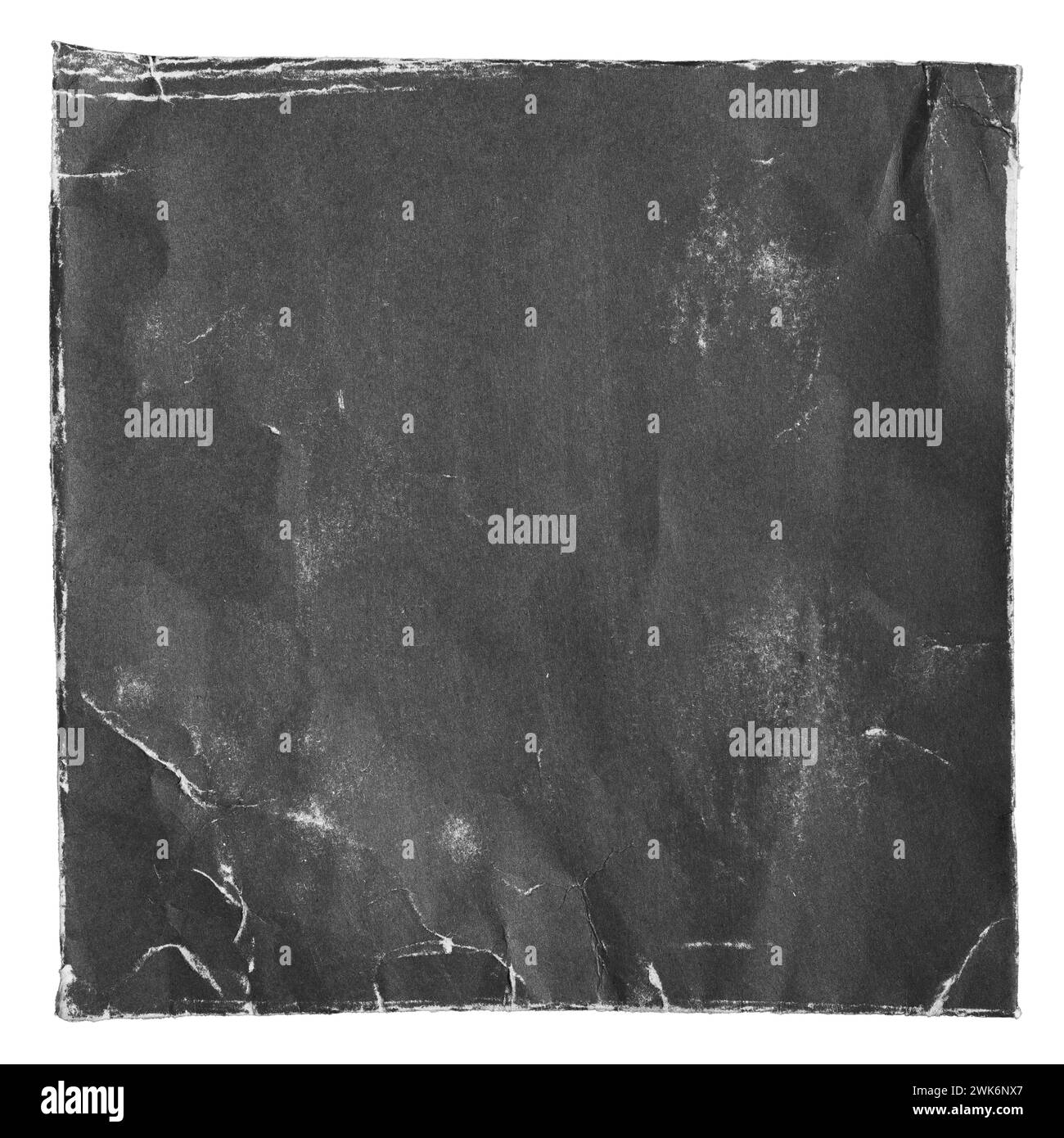 Altes schwarzes quadratisches Vinyl-Album-Cover auf weißem Hintergrund mit Beschneidungspfad Stockfoto
