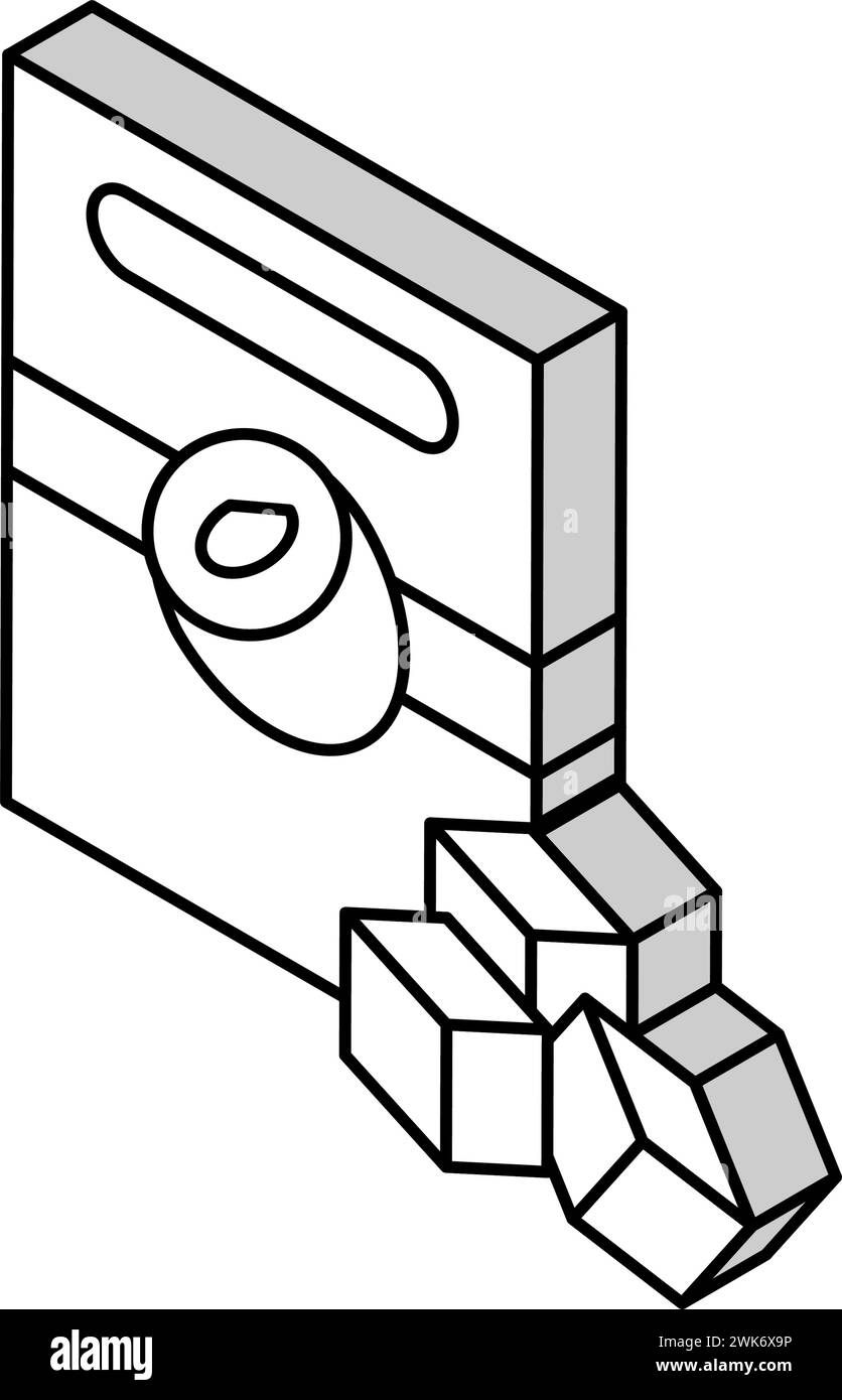 Holzkohlewürfel Kokosnuss isometrische Icon Vektor-Illustration Stock Vektor