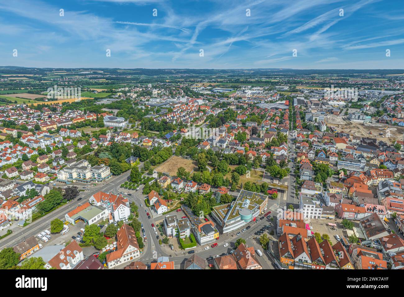 Blick auf die Universitätsstadt Weingarten bei Ravensburg in Oberschwaben Stockfoto