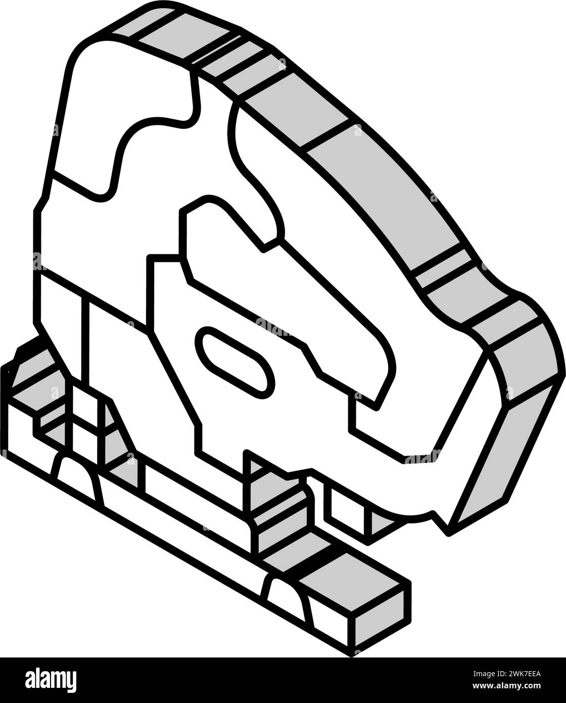 Isometrische Iconvektorillustration der Stichsägeausrüstung Stock Vektor
