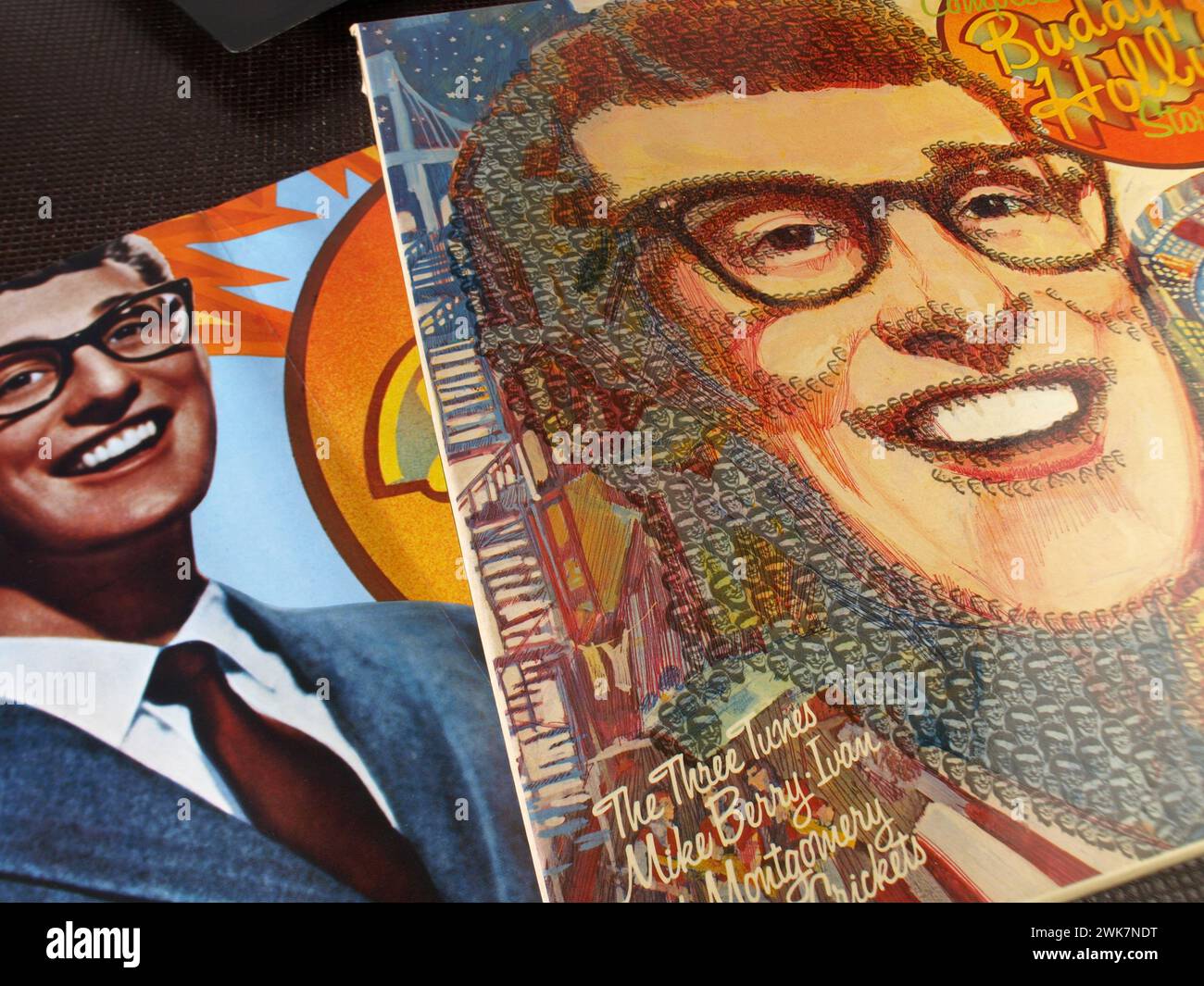 Musikausstellung - Buddy Holly; Musik und Cover Stockfoto