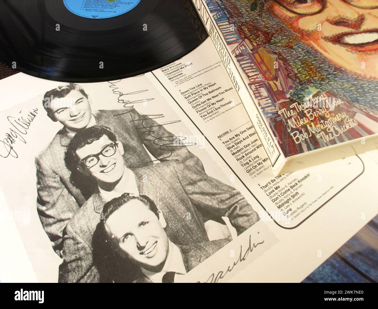 Musikausstellung - Buddy Holly; Musik und Cover Stockfoto
