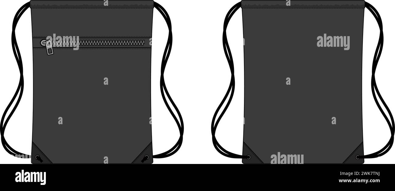 Kordelzug Tasche, Rucksack Vektor Vorlage Illustration Stock Vektor