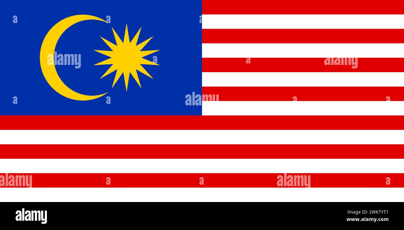 Länder, Kulturen und Reisen: Die Flagge Malaysias Stock Vektor