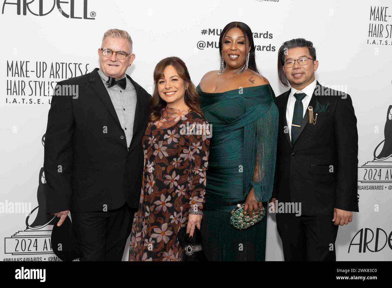 Anthony Wilson, Jennifer Guerrero, Florence Witherspoon und Mao Lai nehmen am 18. Februar 2024 an den 11. Jährlichen MUAHS Awards im Beverly Hilton Hotel in Beverly Hills, KALIFORNIEN Teil. (Foto: Corine Solberg/SipaUSA) Stockfoto