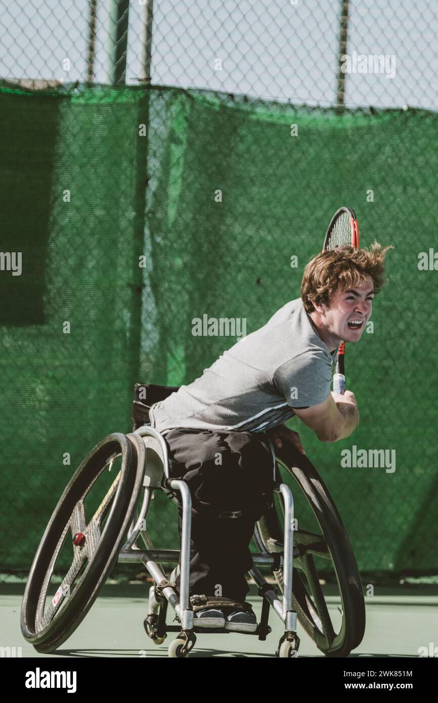 Österreichischer paralympischer Tennisspieler, Teneriffa, Kanarische Inseln, Spanien Stockfoto