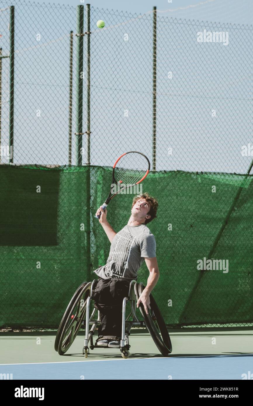 Österreichischer paralympischer Tennisspieler, Teneriffa, Kanarische Inseln, Spanien Stockfoto