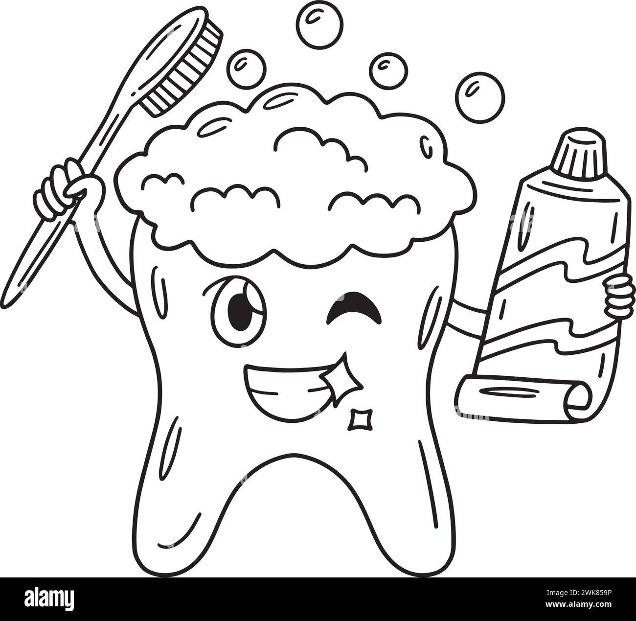 Zahnhaltebürste Zahnpasta Isolierte Färbung Stock Vektor