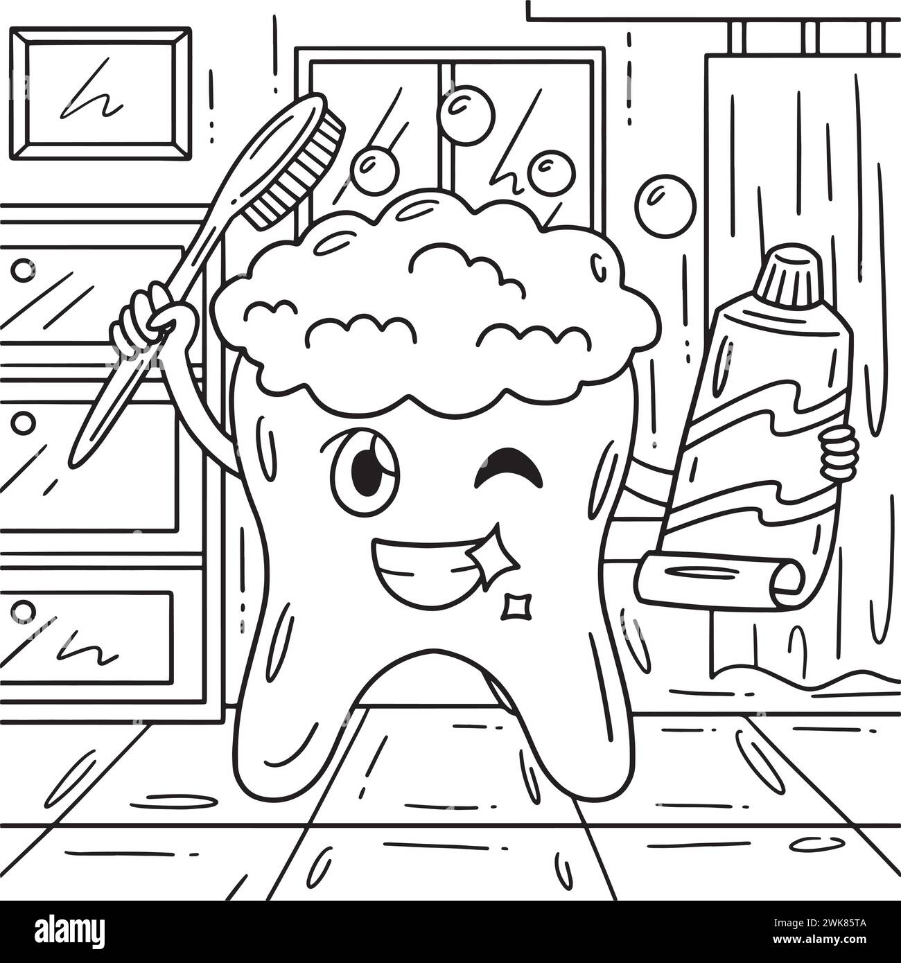 Zahnpflege Zahnhaltebürste und Zahnpasta Stock Vektor
