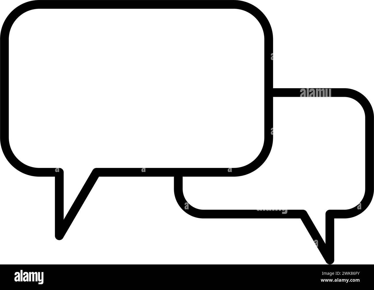 Zwei Sprechblasen. Symbol für Chat. Vektorgrafik umreißen Stock Vektor