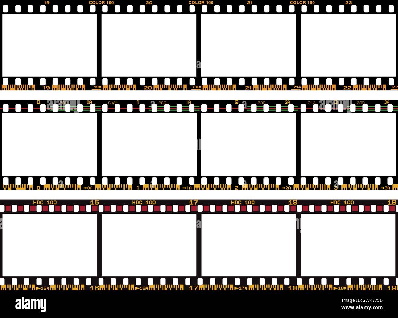 Vektorpackung mit analogen fotografischen Filmen mit Barcodes Stock Vektor