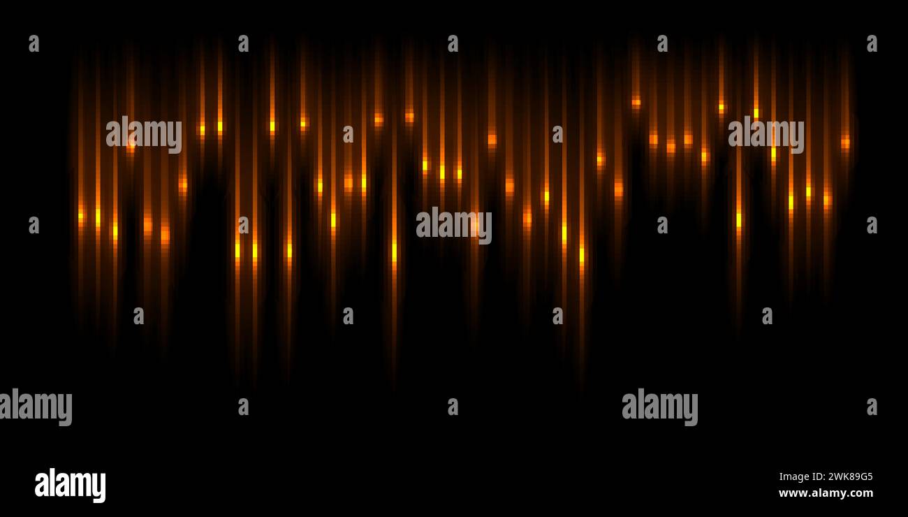 Schallwellenimpuls mit Frequenzlinien und Glow-Light-Effekt-Vektor-Illustration. Abstraktes Spektrum-Wellenformmuster, Equalizer-Diagramm der Audioenergie Stock Vektor