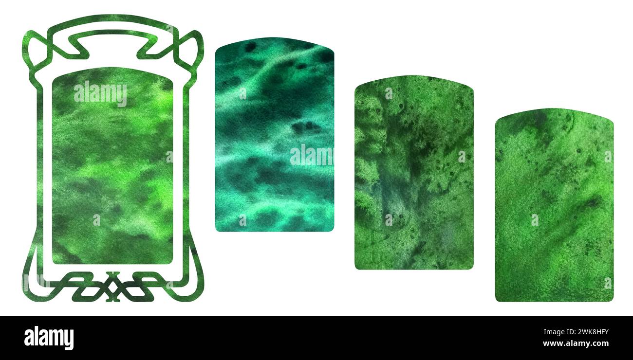 Vintage-Fantasy-Rahmen in Aquarellfarben, der antike oder Art-Deco-Rahmen für Einladungskarten, Ankündigungen, Märchen, Märchen und Hallowee wiedergibt Stockfoto