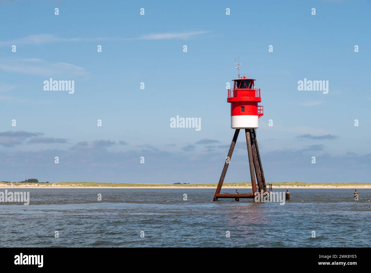 Lichtaufstand auf der Gezeitenebene de Randsel von Fischerbalje nahe der ostfriesischen Insel Borkum, Niedersachsen Stockfoto