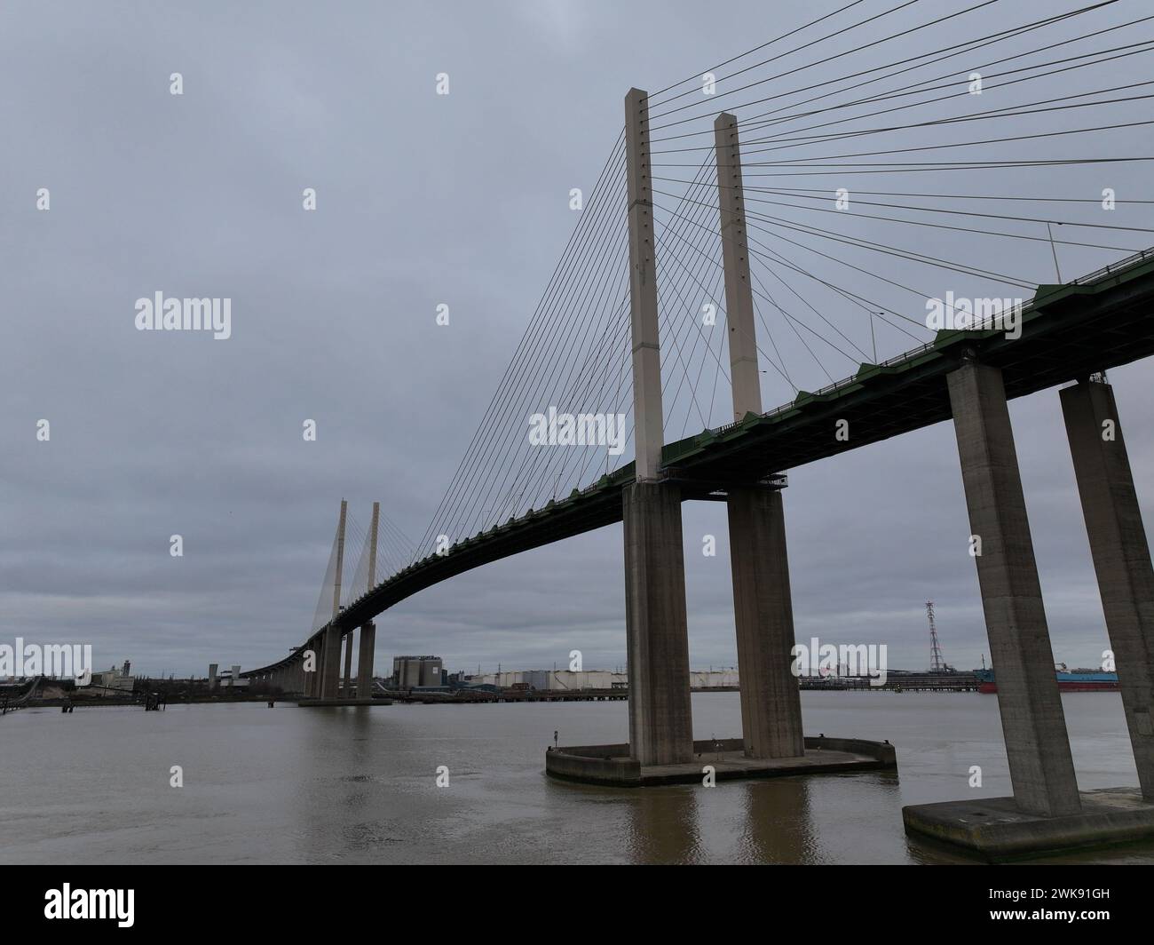 Luftaufnahmen der QEII-Brücke in Dartford Stockfoto