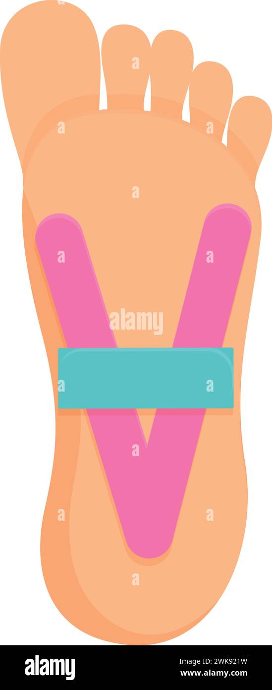 Fußschmerzen kinesio Icon Cartoon Vektor. Bandsport. Medizinische Muskeltherapie Stock Vektor