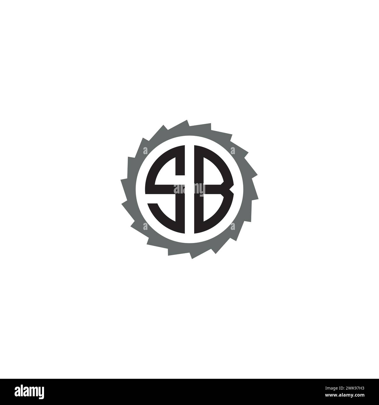 Letter SB und Sägeblatt-Logo oder Symbol-Design Stock Vektor