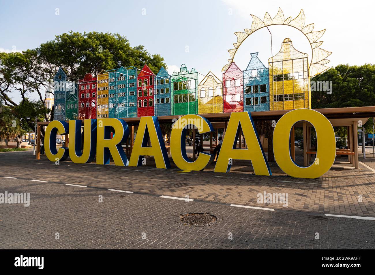 Melden Sie sich in Willemstad Curacao Dutch Caribbean Island Niederlande Southern Caribbean Island an Stockfoto