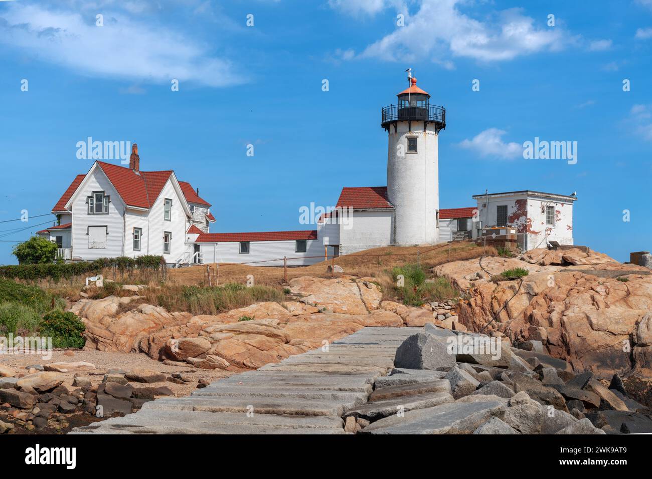 Gloucester, Massachusetts, USA, am Eastern Point Lighthouse. Stockfoto
