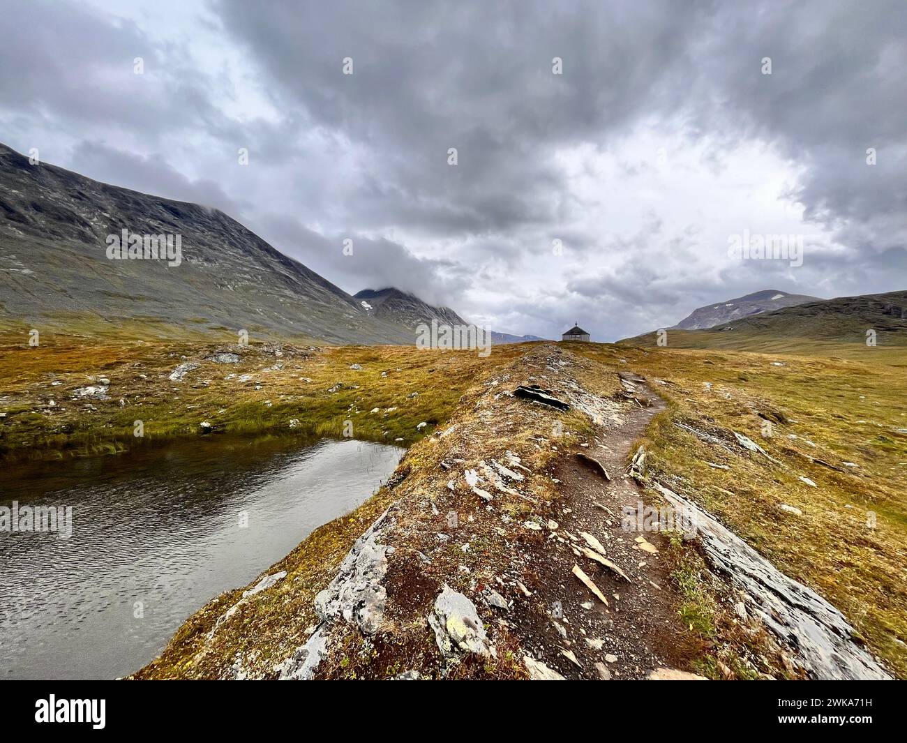 Trekking in Sarek, Lappland Stockfoto