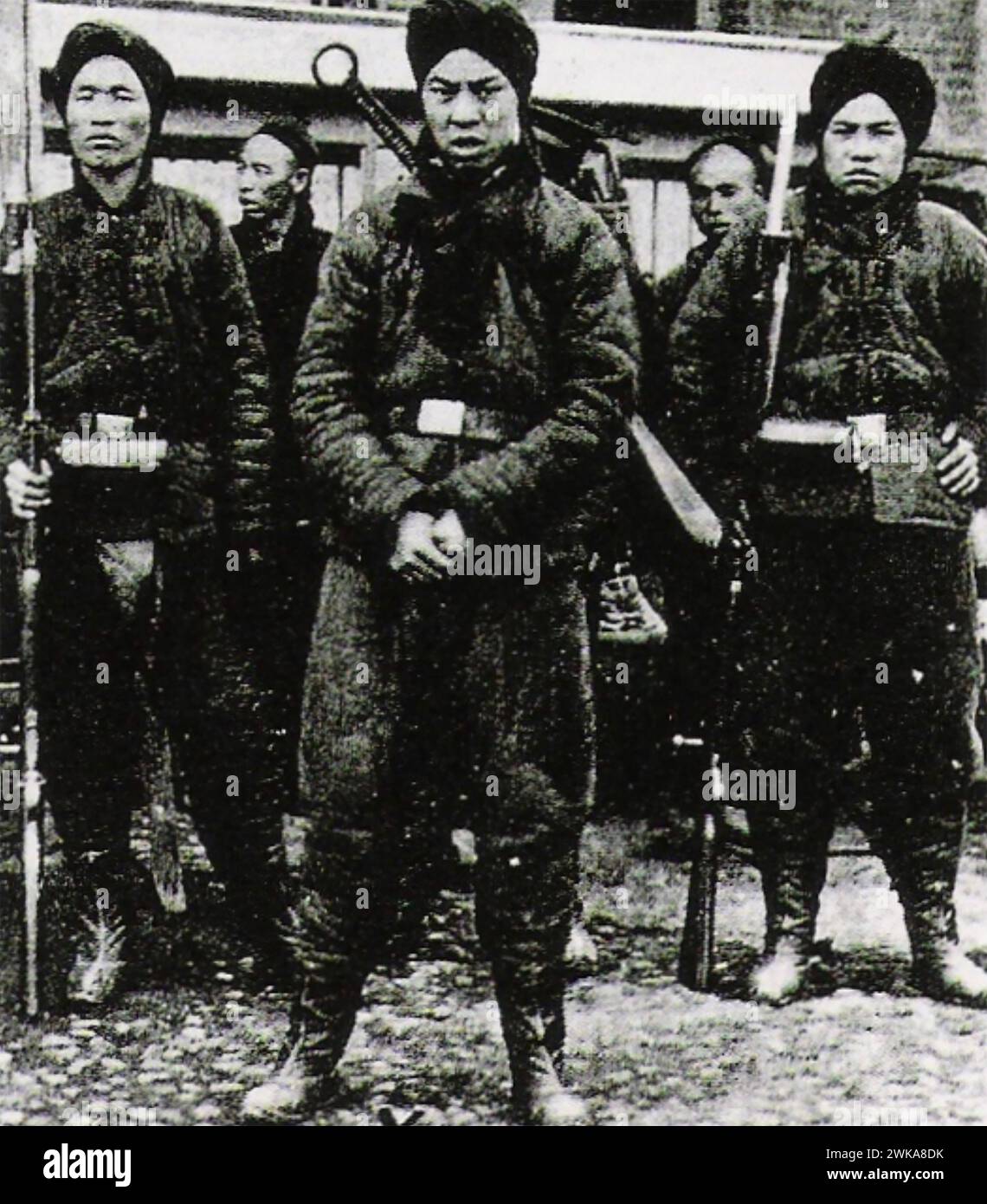 BOXERREBELLION 1899-1901 Eine Gruppe von Boxersoldaten im Jahr 1900. Stockfoto