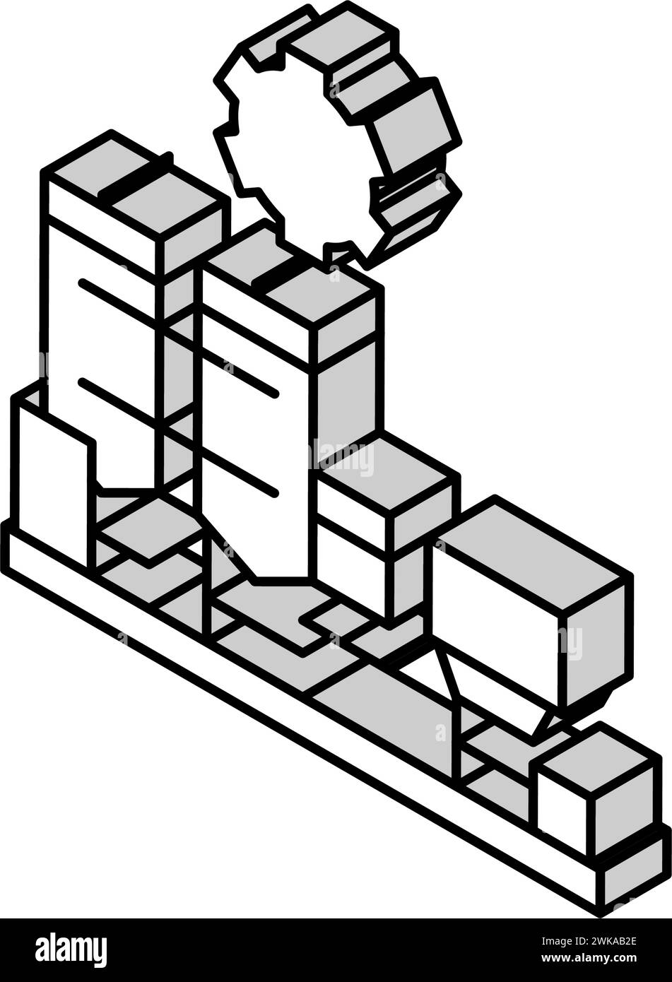 Isometrische Ikonen-Vektor-Illustration der Fabrik Stock Vektor