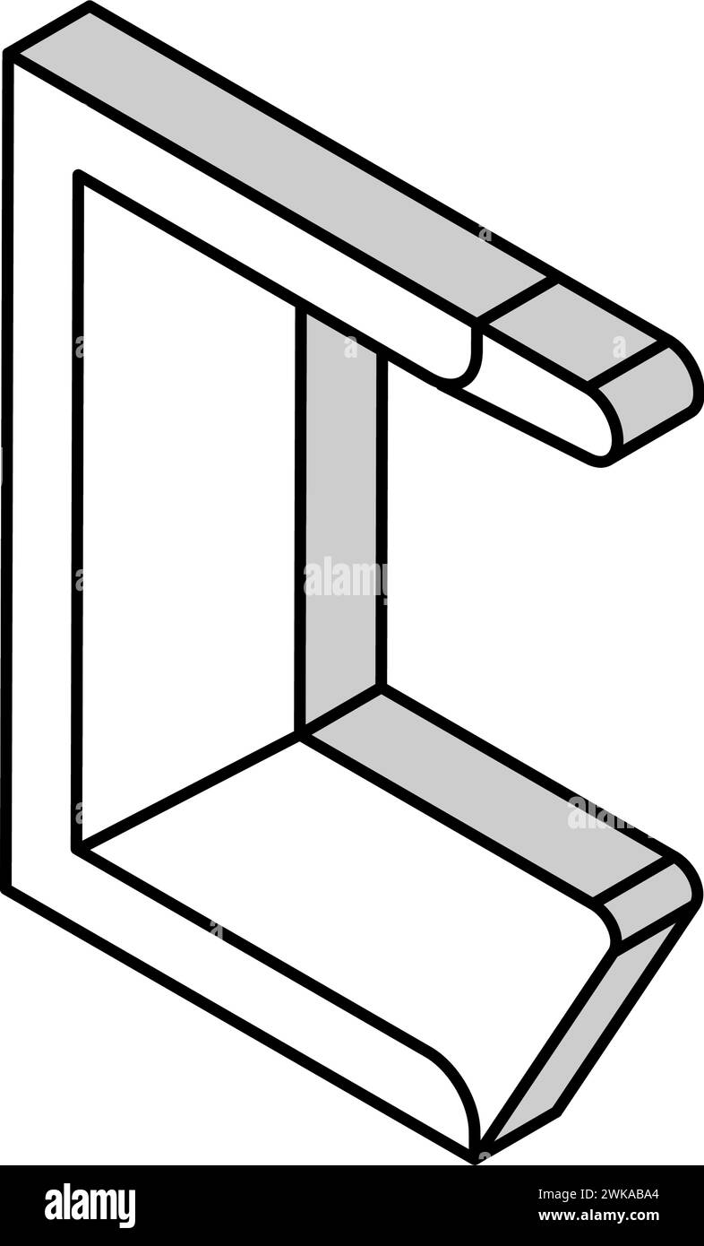 Kanal Metallprofil isometrische Symbolvektorgrafik Stock Vektor