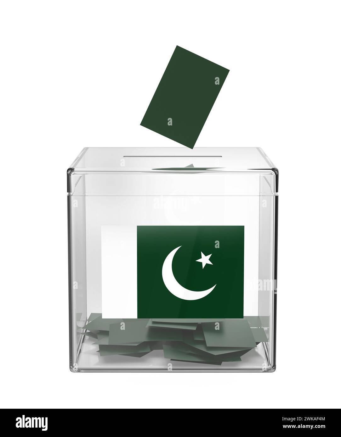 Konzeptbild für die Wahl in Pakistan, Stimmzettel mit Stimmzettel Stockfoto