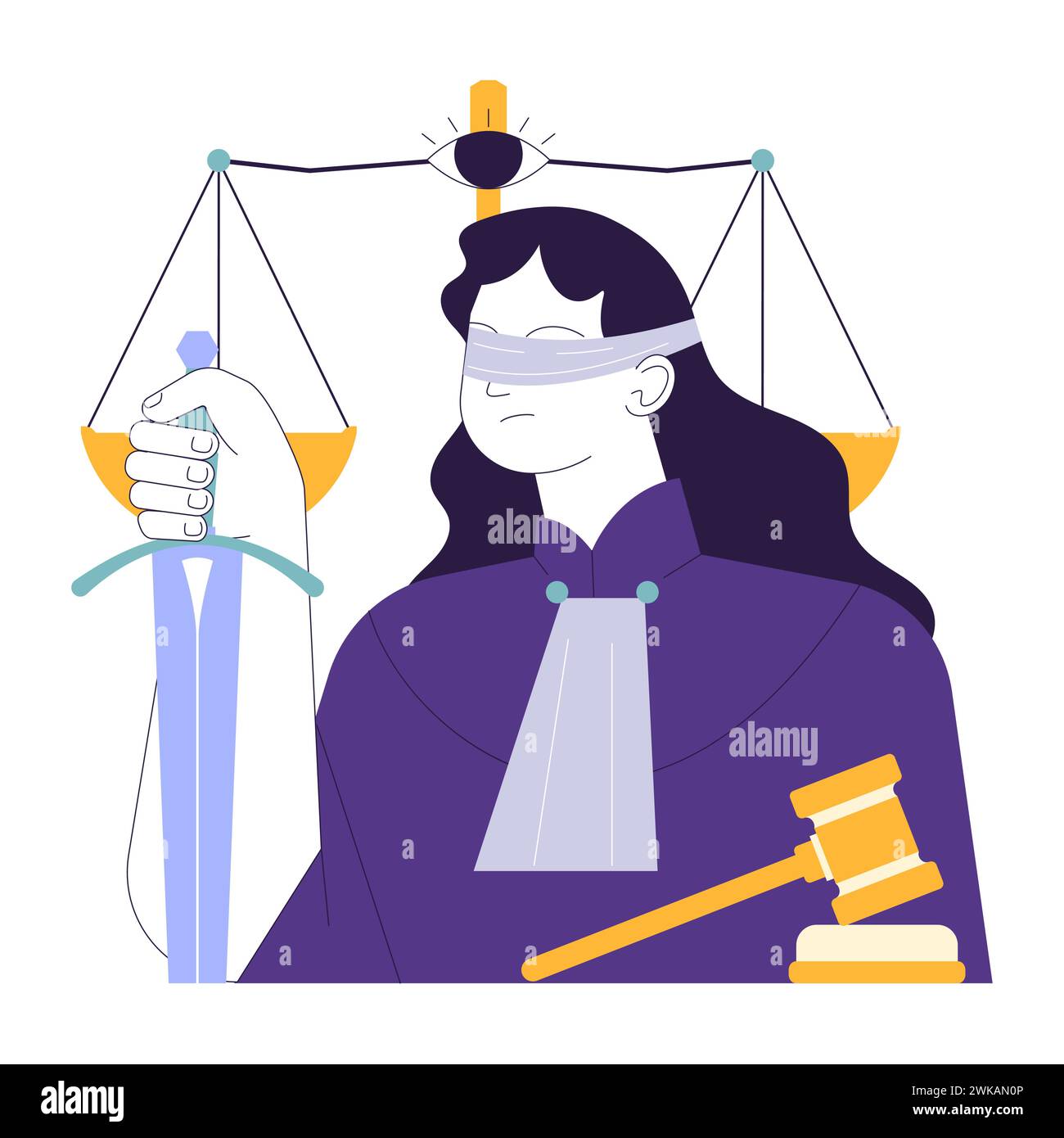 Soziale Gerechtigkeit und gerechte Gerechtigkeit. Recht und Ordnung unparteiisch. Zivilgesellschaft, Engagement der Gemeinschaft für eine bessere Zukunft und Chancengleichheit. Illustration des flachen Vektors Stock Vektor