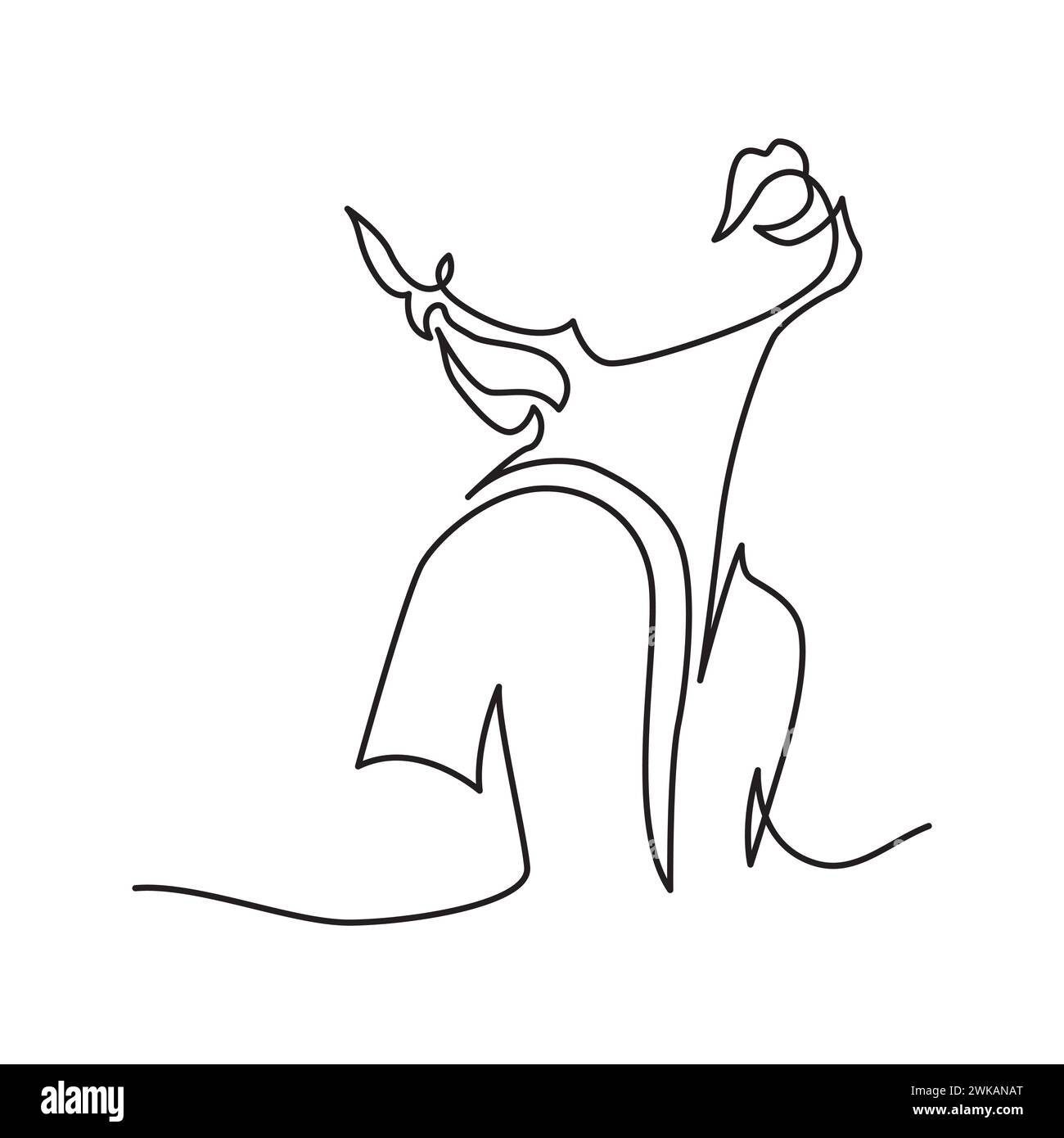 Durchgehende Linie oder eine Linienzeichnung einer weiblichen Silhouette. Stock Vektor