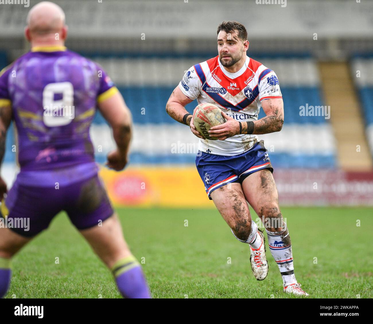 Featherstone, England - 18. Februar 2024 - Josh Bowden von Wakefield Trinity. Rugby League 1895 Cup, Newcastle Thunder gegen Wakefield Trinity im Millenium Stadium, Featherstone, UK Dean Williams Stockfoto