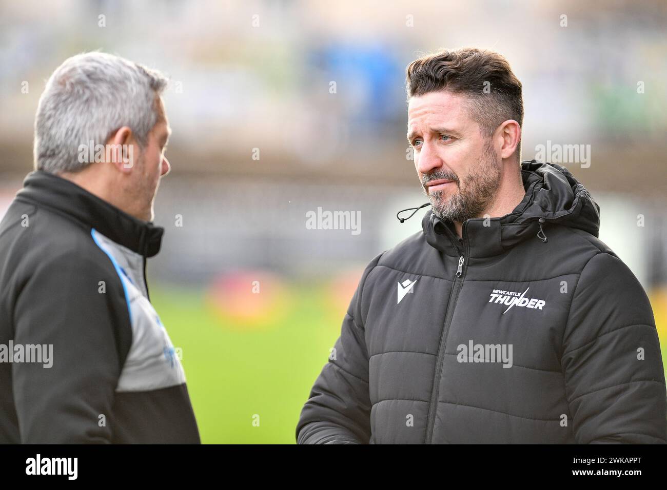 Featherstone, England - 18. Februar 2024 - Chris Thorman Trainer von Newcastle Thunder. Rugby League 1895 Cup, Newcastle Thunder gegen Wakefield Trinity im Millenium Stadium, Featherstone, UK Dean Williams Stockfoto