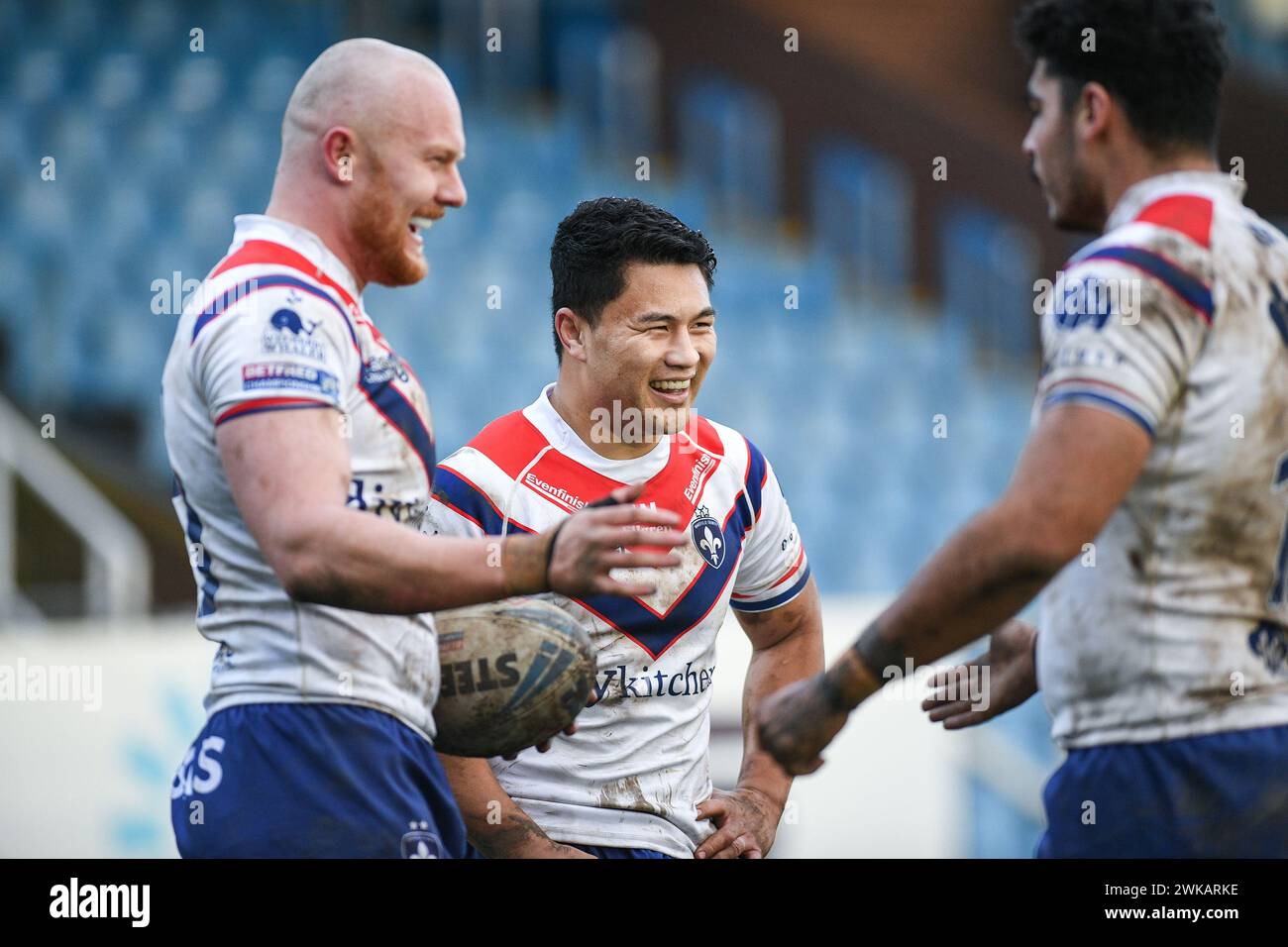 Featherstone, England - 18. Februar 2024 - Wakefield Trinity's Mason Lino. Rugby League 1895 Cup, Newcastle Thunder gegen Wakefield Trinity im Millenium Stadium, Featherstone, UK Dean Williams Stockfoto
