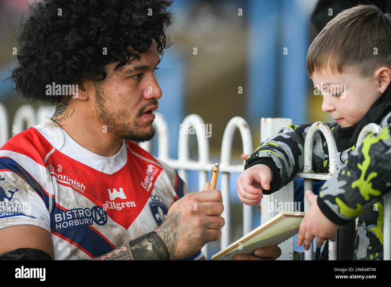 Featherstone, England - 18. Februar 2024 - Renouf Atoni von Wakefield Trinity. Rugby League 1895 Cup, Newcastle Thunder gegen Wakefield Trinity im Millenium Stadium, Featherstone, UK Dean Williams Stockfoto