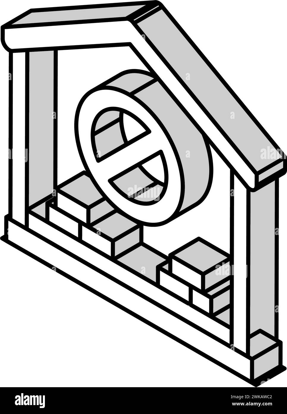 Isometrisches Symbol Vektor-Illustration des Abbruchs des Innenhauses Stock Vektor