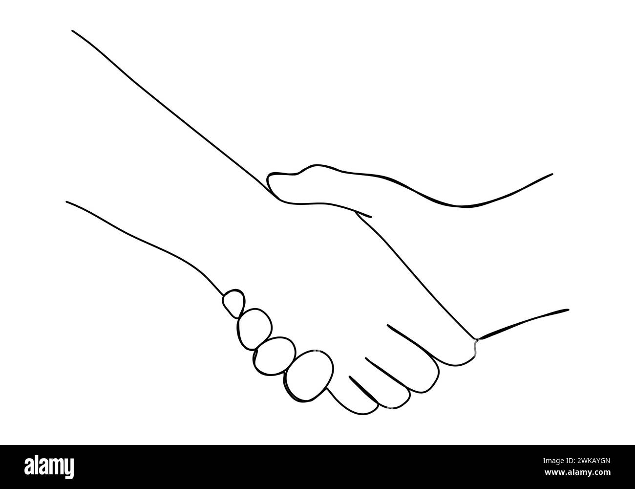Eine Zeilenzeichnung einer Handshake-Vektorillustration. Stock Vektor
