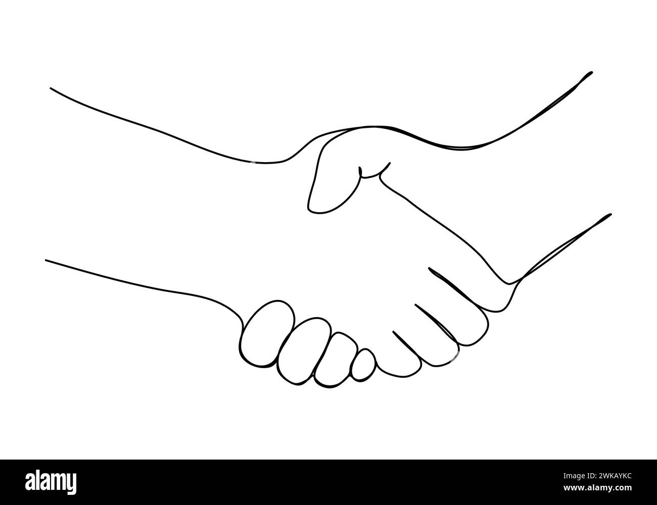 Eine Zeilenzeichnung einer Handshake-Vektorillustration. Stock Vektor