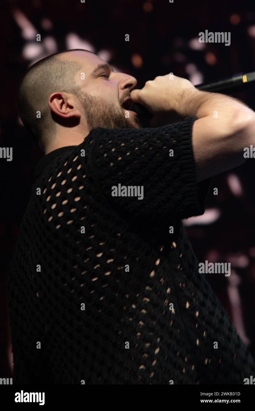 London, Vereinigtes Königreich. februar 2024. Alex Chapman eröffnet für Kim Petras mit einem DJ-Set im Hammersmith Apollo. Cristina Massei/Alamy Live News Stockfoto